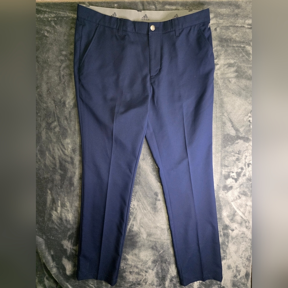 ADIDAS MENS PERFORMANCE STRETCH GOLF PANTS SZ 35x34 939011 FLAT FRONT EUC